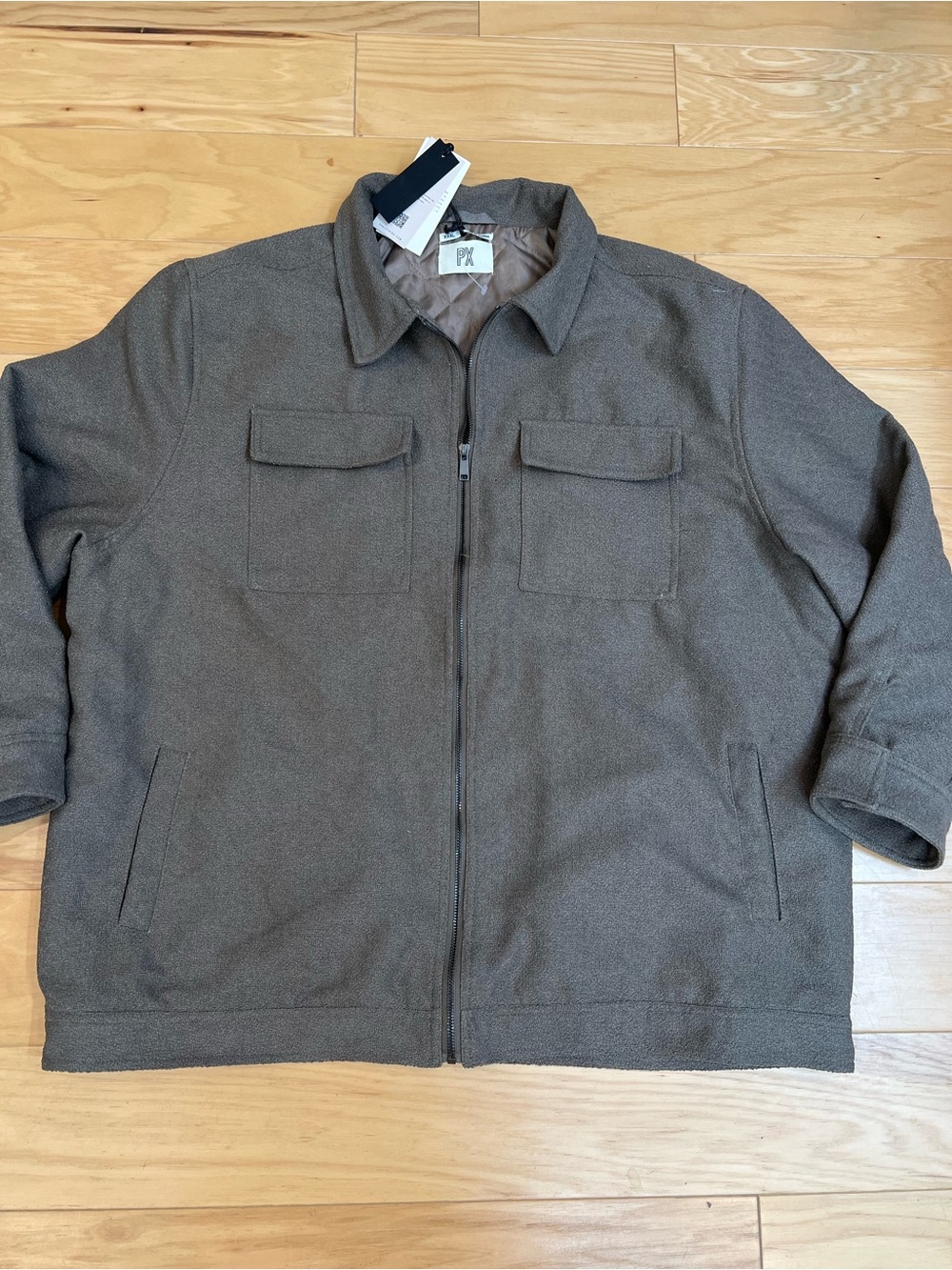 PX Brown Men's Military-Style Wool Blend Field Jacket